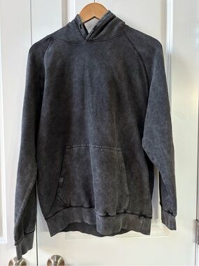 Washed Black Faded Pullover Hoodie Lane Seven